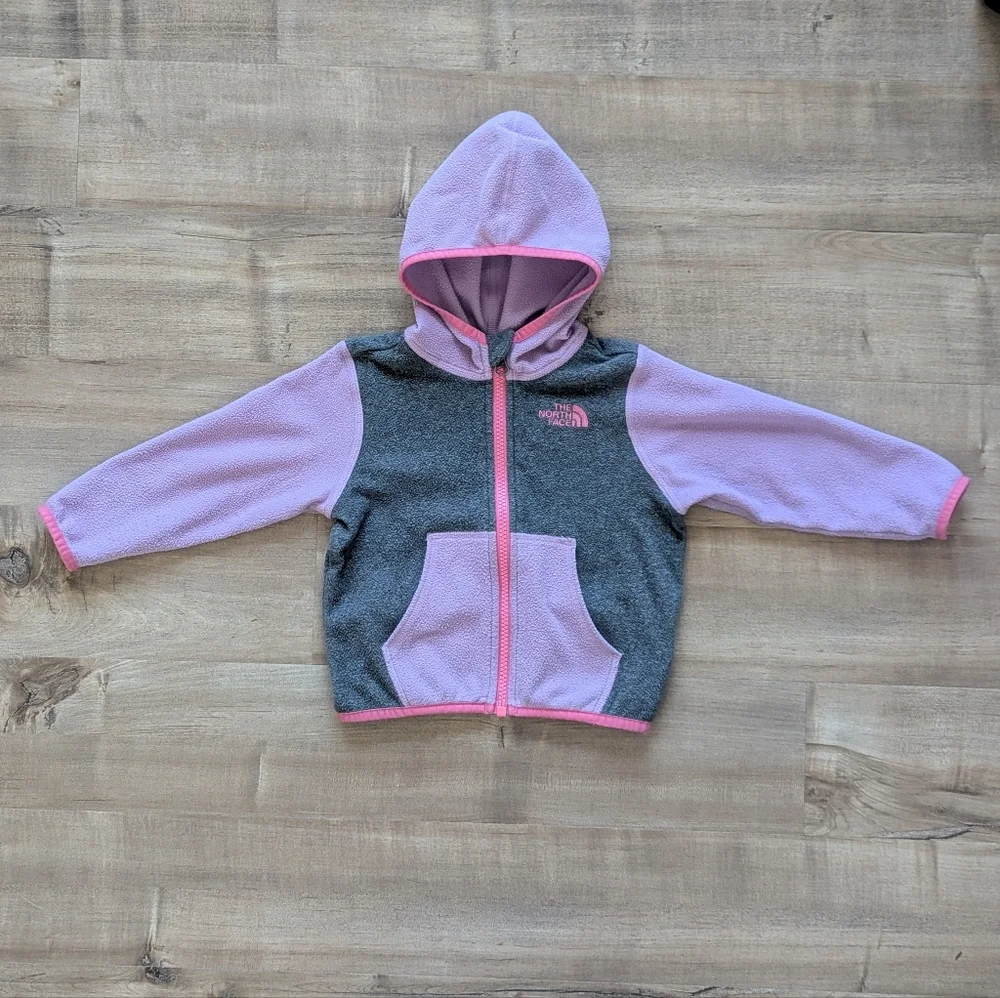 The North Face Baby Glacier Purple and Gray Fleece Full-Zip Hoodie - Size 12-18M - Picture 3 of 7